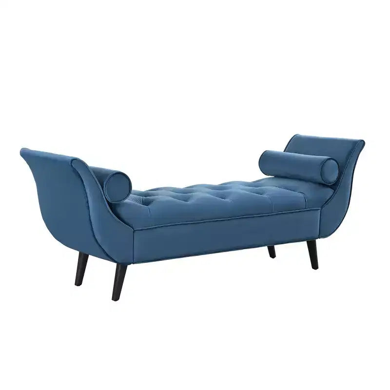 Panca fondo letto in velluto Beige/Blu/Rosa/Viola – Capitonnè, 2 cuscini, gambe in rovere, 1 posto