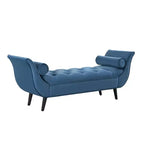 Panca fondo letto in velluto Beige/Blu/Rosa/Viola – Capitonnè, 2 cuscini, gambe in rovere, 1 posto