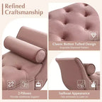 Panca fondo letto in velluto Beige/Blu/Rosa/Viola – Capitonnè, 2 cuscini, gambe in rovere, 1 posto