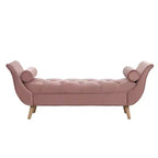 Panca fondo letto in velluto Beige/Blu/Rosa/Viola – Capitonnè, 2 cuscini, gambe in rovere, 1 posto