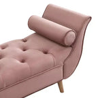 Panca fondo letto in velluto Beige/Blu/Rosa/Viola – Capitonnè, 2 cuscini, gambe in rovere, 1 posto