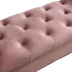 Panca fondo letto in velluto Beige/Blu/Rosa/Viola – Capitonnè, 2 cuscini, gambe in rovere, 1 posto