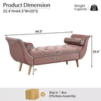 Panca fondo letto in velluto Beige/Blu/Rosa/Viola – Capitonnè, 2 cuscini, gambe in rovere, 1 posto