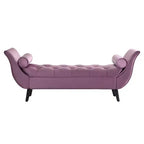 Panca fondo letto in velluto Beige/Blu/Rosa/Viola – Capitonnè, 2 cuscini, gambe in rovere, 1 posto