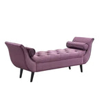 Panca fondo letto in velluto Beige/Blu/Rosa/Viola – Capitonnè, 2 cuscini, gambe in rovere, 1 posto