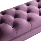 Panca fondo letto in velluto Beige/Blu/Rosa/Viola – Capitonnè, 2 cuscini, gambe in rovere, 1 posto