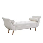 Panca fondo letto in velluto Beige/Blu/Rosa/Viola – Capitonnè, 2 cuscini, gambe in rovere, 1 posto
