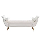 Panca fondo letto in velluto Beige/Blu/Rosa/Viola – Capitonnè, 2 cuscini, gambe in rovere, 1 posto