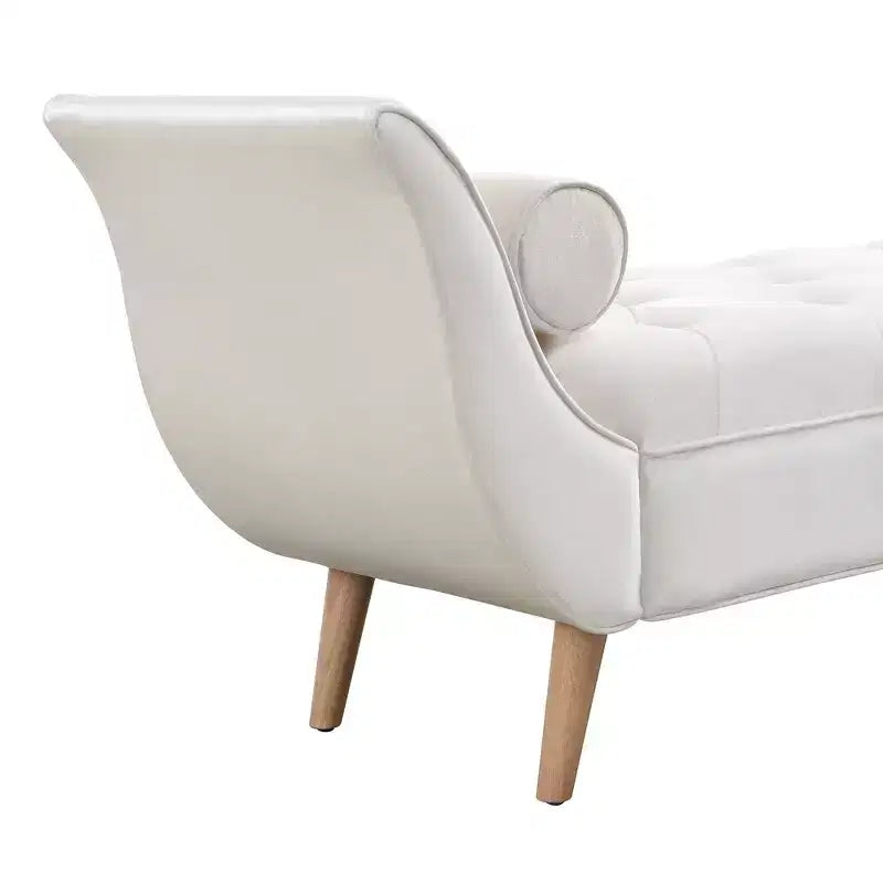 Panca fondo letto in velluto Beige/Blu/Rosa/Viola – Capitonnè, 2 cuscini, gambe in rovere, 1 posto