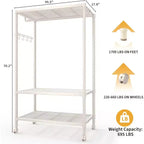 Grigio Chiaro / Bianco / Beige Stender Avvolgibile a 3 Ripiani con Scaffali e Ganci – Uso Singolo