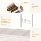 Grigio Chiaro / Bianco / Beige Stender Avvolgibile a 3 Ripiani con Scaffali e Ganci – Uso Singolo