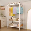 Grigio Chiaro / Bianco / Beige Stender Avvolgibile a 3 Ripiani con Scaffali e Ganci – Uso Singolo