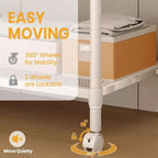 Grigio Chiaro / Bianco / Beige Stender Avvolgibile a 3 Ripiani con Scaffali e Ganci – Uso Singolo