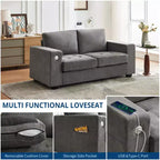 Divanetto a 2 posti in ciniglia beige/grigio – 71"