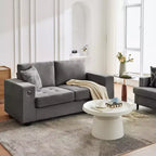 Divanetto a 2 posti in ciniglia beige/grigio – 71"