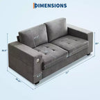 Divanetto a 2 posti in ciniglia beige/grigio – 71"