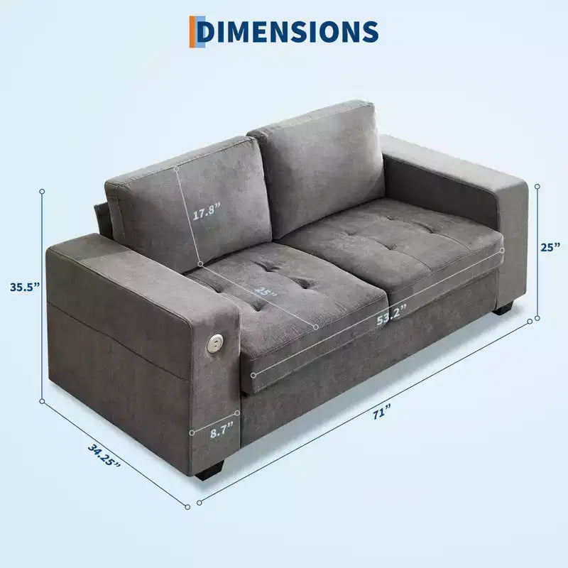 Divanetto a 2 posti in ciniglia beige/grigio – 71"