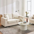 Divanetto a 2 posti in ciniglia beige/grigio – 71"