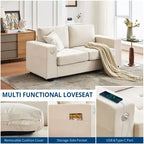Divanetto a 2 posti in ciniglia beige/grigio – 71"