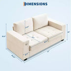 Divanetto a 2 posti in ciniglia beige/grigio – 71"