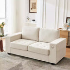 Divanetto a 2 posti in ciniglia beige/grigio – 71"