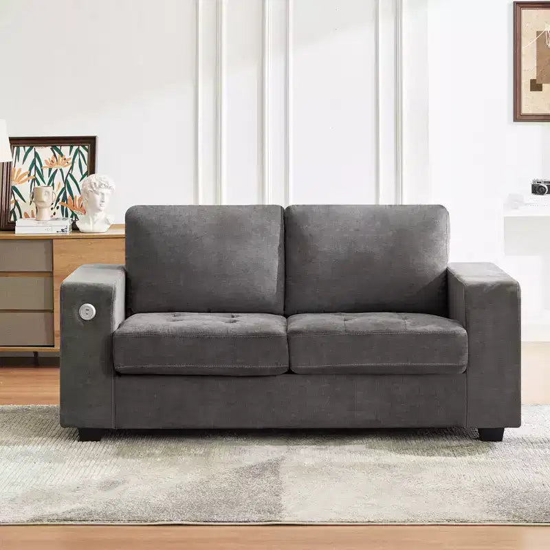 Divanetto a 2 posti in ciniglia beige/grigio – 71"