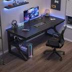 Scrivania per computer nera, struttura in metallo, 1 persona, 80x50 cm