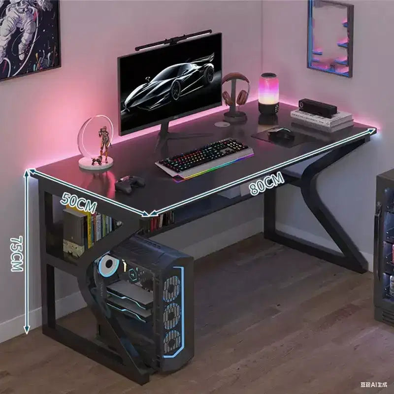 Scrivania per computer nera, struttura in metallo, 1 persona, 80x50 cm