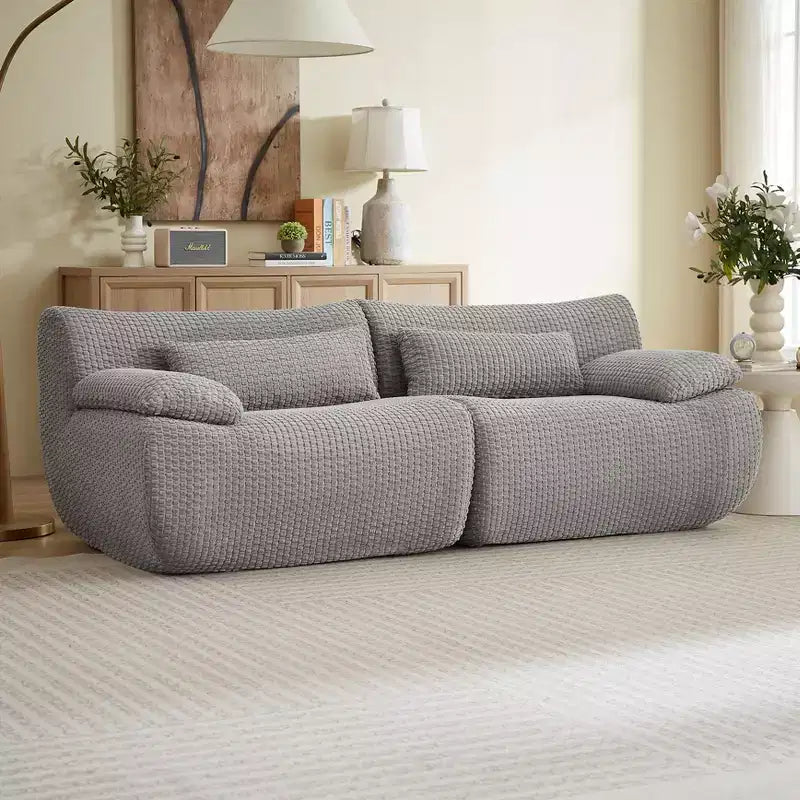 Divanetto / Sofa 2 posti in velluto a coste marrone / crema / grigio