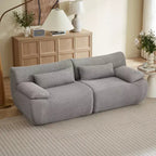 Divanetto / Sofa 2 posti in velluto a coste marrone / crema / grigio