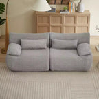 Divanetto / Sofa 2 posti in velluto a coste marrone / crema / grigio