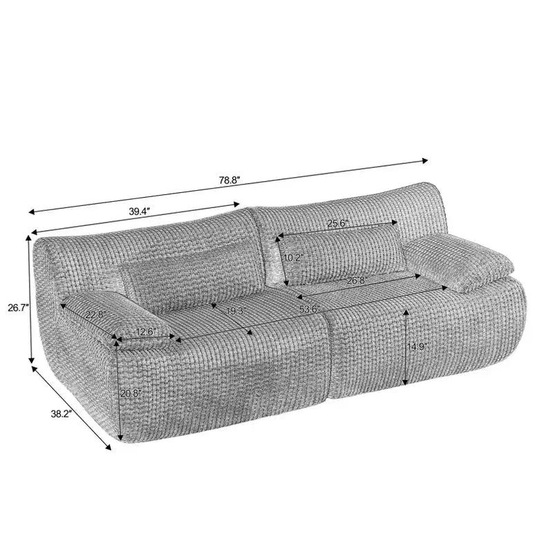 Divanetto / Sofa 2 posti in velluto a coste marrone / crema / grigio