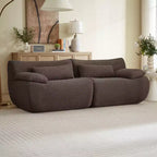 Divanetto / Sofa 2 posti in velluto a coste marrone / crema / grigio