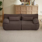 Divanetto / Sofa 2 posti in velluto a coste marrone / crema / grigio