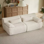 Divanetto / Sofa 2 posti in velluto a coste marrone / crema / grigio