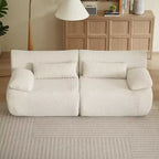 Divanetto / Sofa 2 posti in velluto a coste marrone / crema / grigio