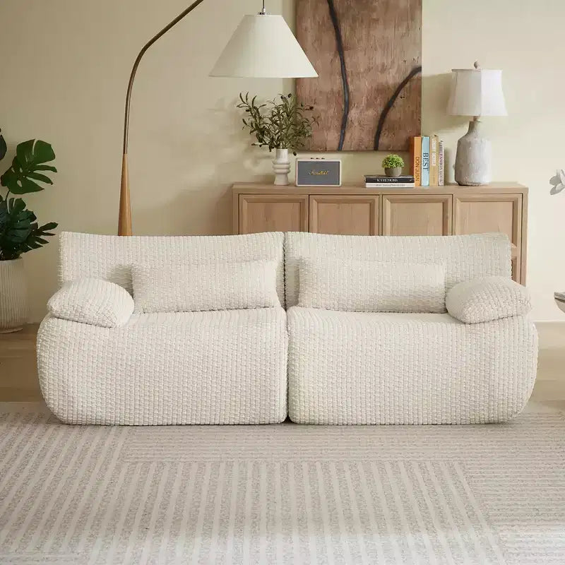 Divanetto / Sofa 2 posti in velluto a coste marrone / crema / grigio