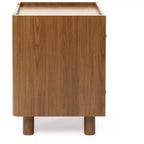 Comodino marrone a 2 cassetti, stile moderno di metà secolo, comodino per 1 persona