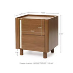 Comodino marrone a 2 cassetti, stile moderno di metà secolo, comodino per 1 persona