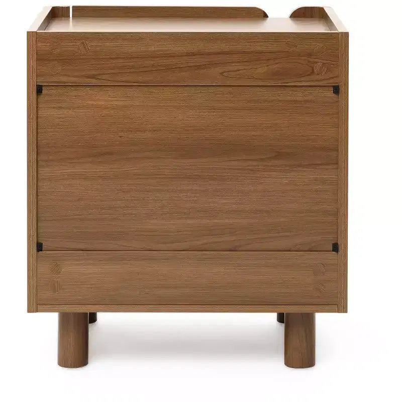 Comodino marrone a 2 cassetti, stile moderno di metà secolo, comodino per 1 persona