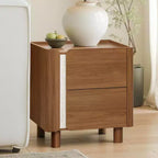Comodino marrone a 2 cassetti, stile moderno di metà secolo, comodino per 1 persona