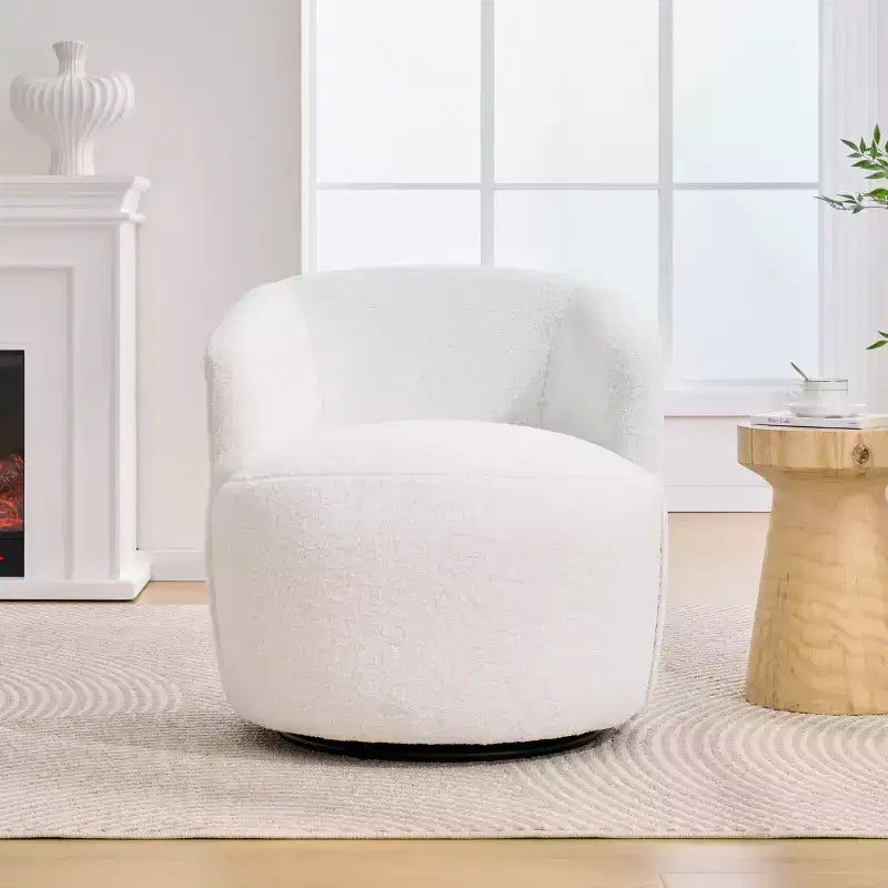 GDFStudio Almeda Teddy Fabric Upholstered Swivel Accent Chair with Ergonomic Backrest