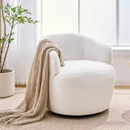 Poltrona girevole in tessuto Teddy beige, seduta singola