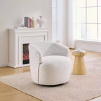 Poltrona girevole in tessuto Teddy beige, seduta singola
