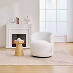 Poltrona girevole in tessuto Teddy beige, seduta singola