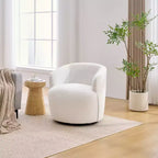 Poltrona girevole in tessuto Teddy beige, seduta singola