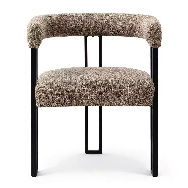 Sedie da pranzo imbottite Beige / Nere / Marroni con braccioli e schienale curvo, set da 4