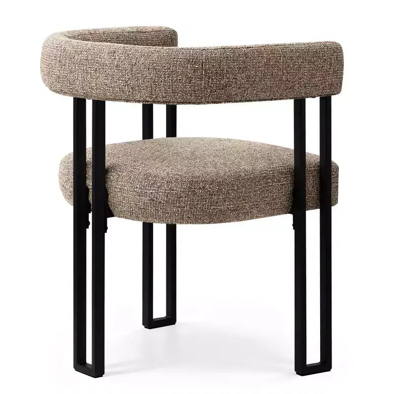 Sedie da pranzo imbottite Beige / Nere / Marroni con braccioli e schienale curvo, set da 4