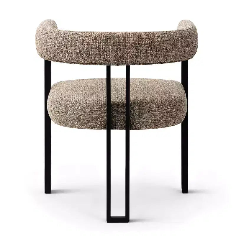 Sedie da pranzo imbottite Beige / Nere / Marroni con braccioli e schienale curvo, set da 4