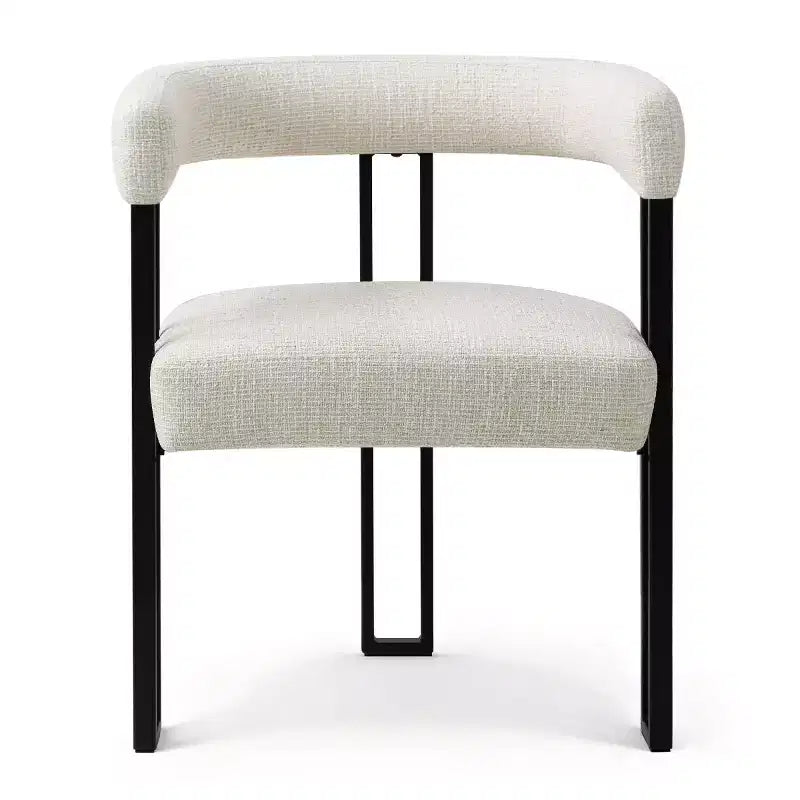 Sedie da pranzo imbottite Beige / Nere / Marroni con braccioli e schienale curvo, set da 4